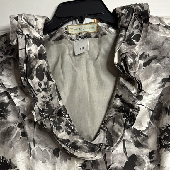 PAULE VASSUER Monochrome Floral Ruffle Blazer size 40(8) - Picture 3 of 7